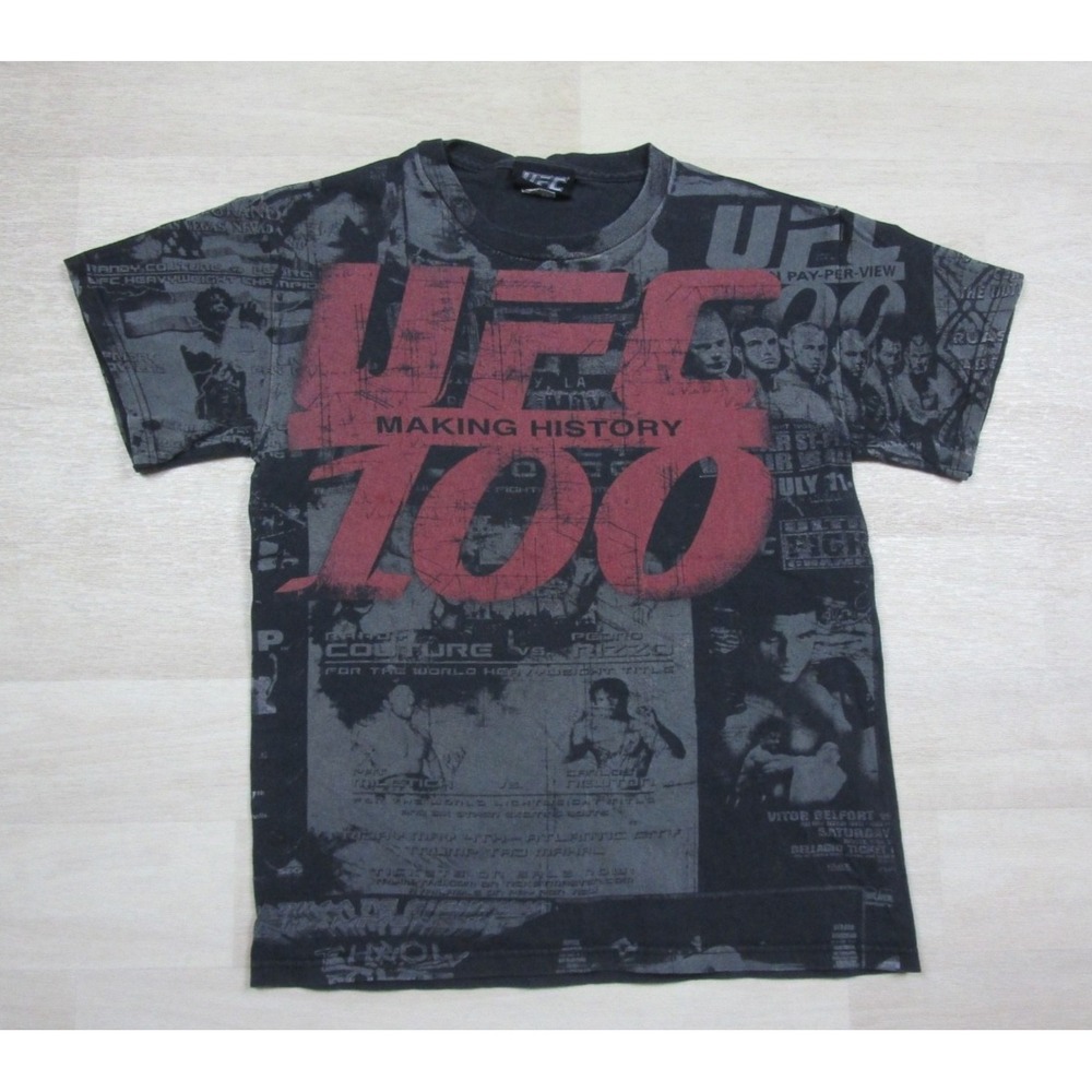 Vintage Y2K UFC 100 T Shirt (S) AOP Jui Jitsu MMA Fighting Allover Print Street